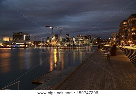 Panoramic View Of Modern buildings in Oslo Norway