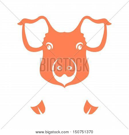 pig head face vector illustration style Flat