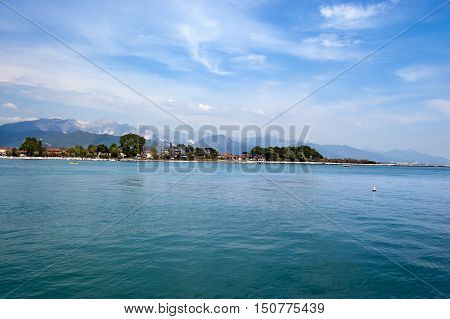 The Mouth of the Magra River in the Italian regions of Tuscany and Liguria. In the background the Apennines and the Apuan Alps