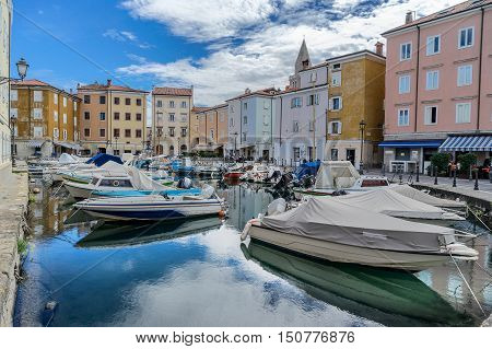 The small marina in Muggia in eastern Italy