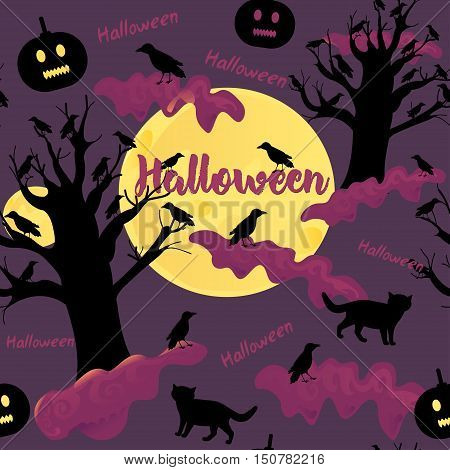 Halloween vector seamless pattern. Horror dark background