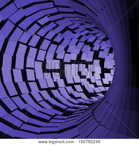 Abstract Tunnel. Futuristic Style. 3D Abstract Surface. Turning Tube Tunnel. Perspective Background. Data visualisation