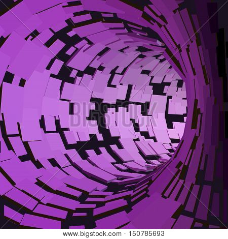 Abstract Tunnel. Futuristic Style. 3D Abstract Surface. Turning Tube Tunnel. Perspective Background. Data visualisation