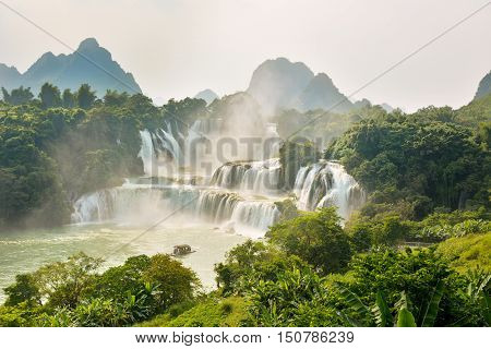 Stunning View At Detian Waterfall In Guangxi, China