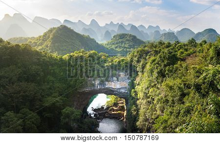 Xiangqiao Cave Panoramic View, Guangxi, China
