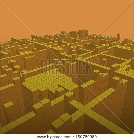 abstract geometric background - 3d illustration. Wireframe. Perspective Futuristic
