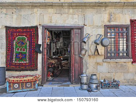 Souvenirs and carpets shop in Baku old town Azerbaijan
