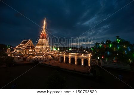 SAMUT PRAKAN,THAILAND- NOVEMBER 1,2015 :Phra Samut Chedi Festival is an important annual event in Samut PraKan is also resplendent during the fair with elaborate lights decorating the pagoda.Located Samut Prakan Province in Middle of Thailand.