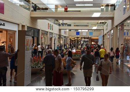 DALLAS, TX - SEP 17: NorthPark Center in Dallas, Texas, as seen on Sep 17, 2016. The center has over 235 stores and is the first shopping center featured on Vogue Magazine.