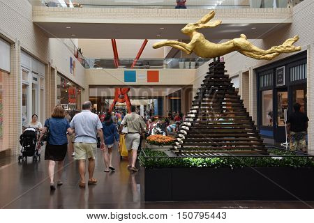 DALLAS, TX - SEP 17: NorthPark Center in Dallas, Texas, as seen on Sep 17, 2016. The center has over 235 stores and is the first shopping center featured on Vogue Magazine.