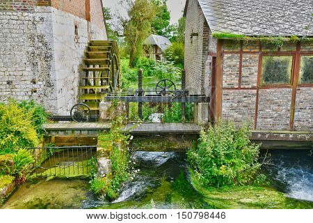 Saint Wandrille Rancon France - june 22 2016 : water mill