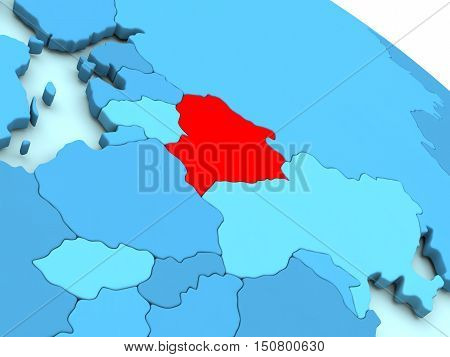 Belarus In Red On Blue Globe