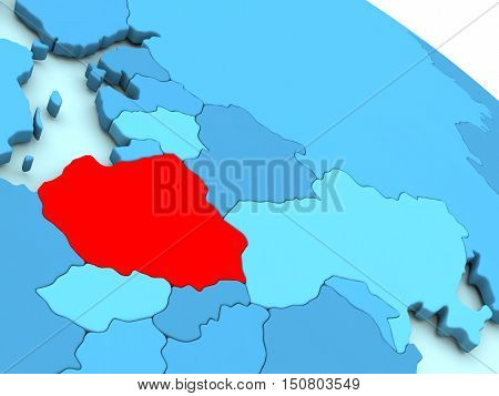 Poland In Red On Blue Globe