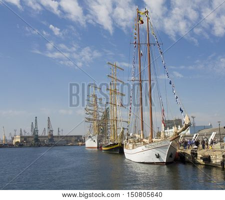 VARNA BULGARIA - OCTOBER 1 2016: opening of Black Sea Tall Ships Regatta sailing ships 