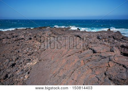 Malpais de Guimar badlands volcanic landscape in Tenerife Canary island Spain.