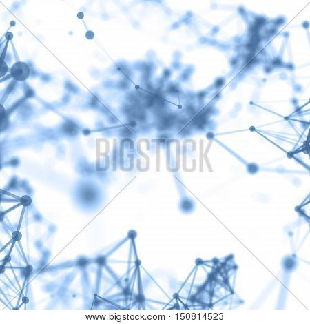 Abstract cybernetic particles background. Plexus fantasy technology background. 3d illustration. computer generated connection concept. polygonal space background with connecting dots and lines.