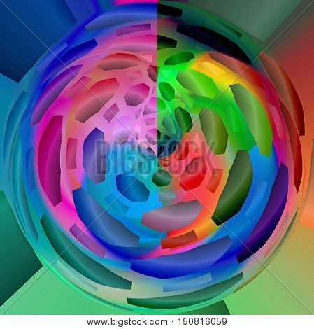 Abstract coloring background of the spectrum gradient with visual mosaic,octagon,spherize and poolar coordinates effects.Good for your project design