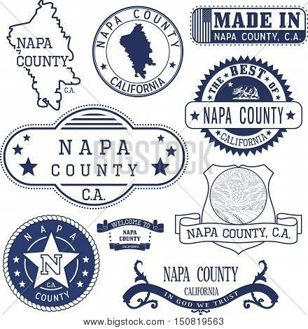 Napa County, Ca. Set Of Stamps And Signs
