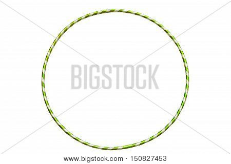 The hula Hoop light green with silver isolated on white background. Versatile exerciser for sports , fitness and ballet. Gymnastics, fitness, diet.