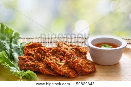 fried fish patty a meal eaten with sauce thai food.
