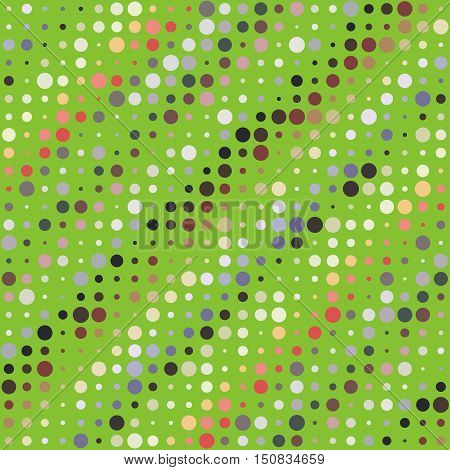 Abstract background with irregular colored circles. Abstract round seamless pattern. green background