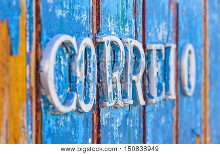 Vintage Portuguese Wooden Postbox