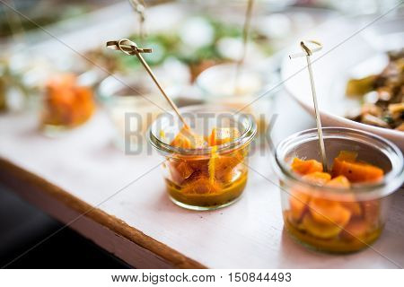Finger veggie food at luxury restaurant buffet