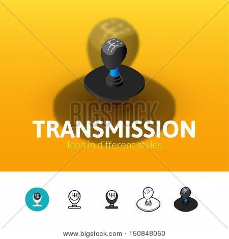 Transmission color icon, vector symbol in flat, outline and isometric style isolated on blur background