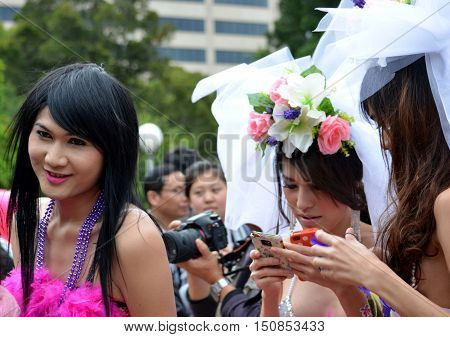 Sydney Australia - March 2 2013. Mardi Gras is an annual event for gay/lesbian acceptance. LGBT pride parade and festival. The world's most joyous and spectacular celebration of LGBTQI pride.