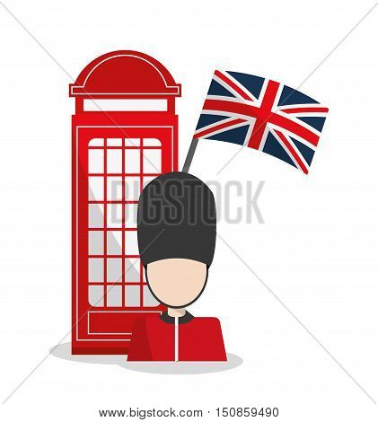 Telephone and soldat icon. London england landmark and tourism theme. Colorful design. Vector illustration