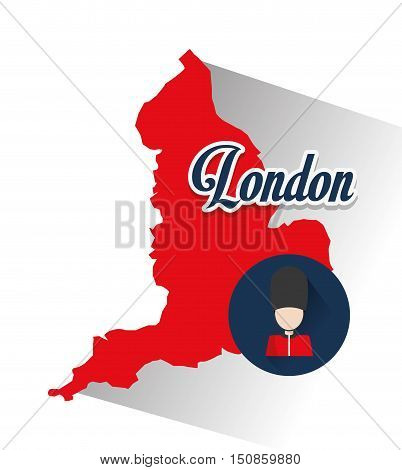 Map and soldat icon. London england landmark and tourism theme. Colorful design. Vector illustration