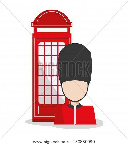 Telephone and soldat icon. London england landmark and tourism theme. Colorful design. Vector illustration