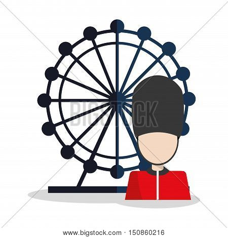 eye and soldat icon. London england landmark and tourism theme. Colorful design. Vector illustration