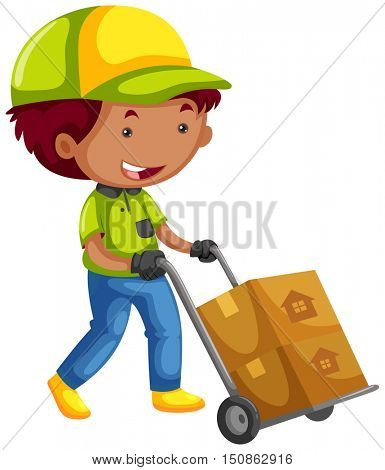 Deliveryman delivering two packages illustration