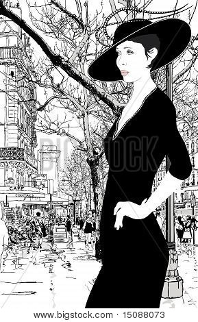 Ilustracja eleganckie damy w Paryżu
