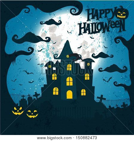 Scary Vintage Happy Halloween Card And Banner