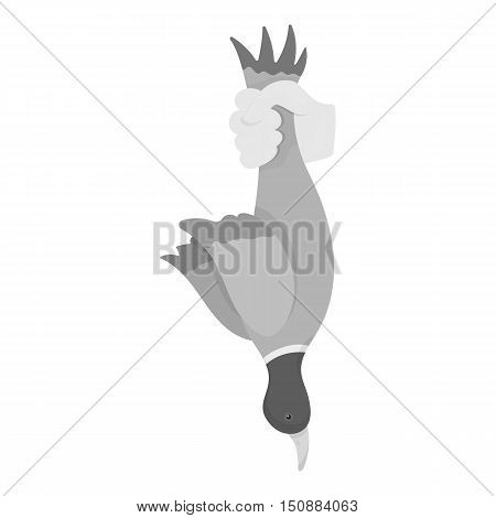 Hunted duck icon in monochrome style isolated on white background. Hunting symbol vector illustration.