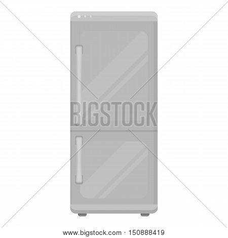 Refrigerator icon in monochrome style isolated on white background. Household appliance symbol vector illustration.