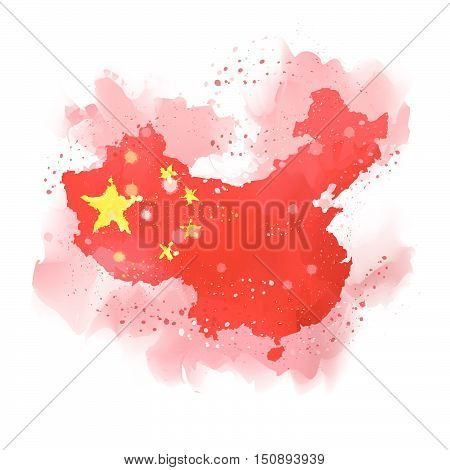 vector map of China Water color paint