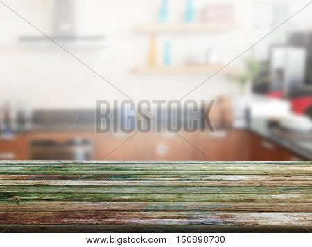 closeup top wood table with Blur Background