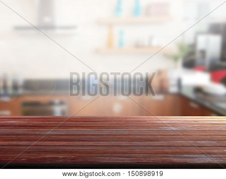 closeup top wood table with Blur Background