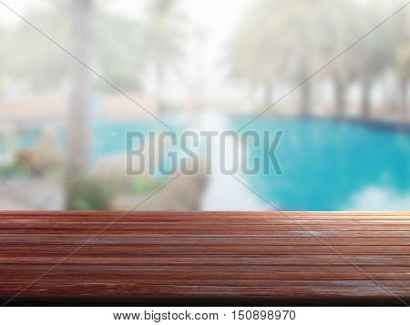 closeup top wood table with Blur Background