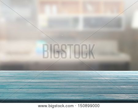 closeup top wood table with Blur Background