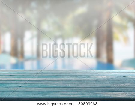 closeup top wood table with Blur Background
