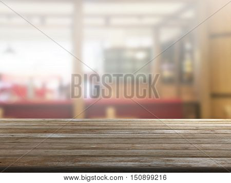 closeup top wood table with Blur Background