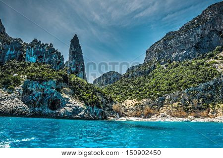 Cala Goloritze under a cloudy sky Sardinia