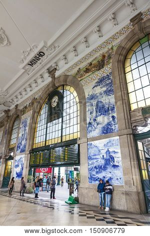 Sao Bento Railway Station In Porto, Portugal
