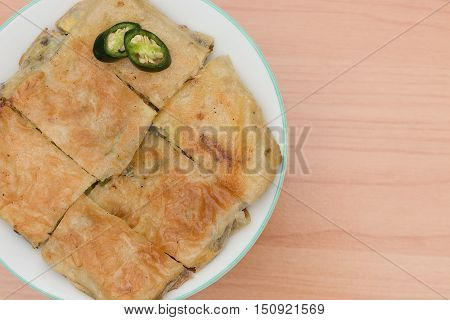 Martabak or murtabak is a stuffed pancake is arab food.