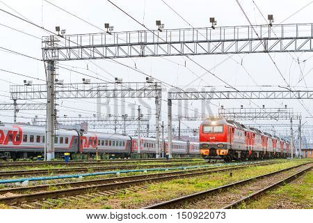 Locomotiv On Railroad Track, Russia