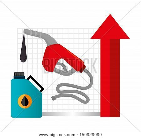oil galloon and gas station pump and red arrow up. petroleum price design. vector illustration